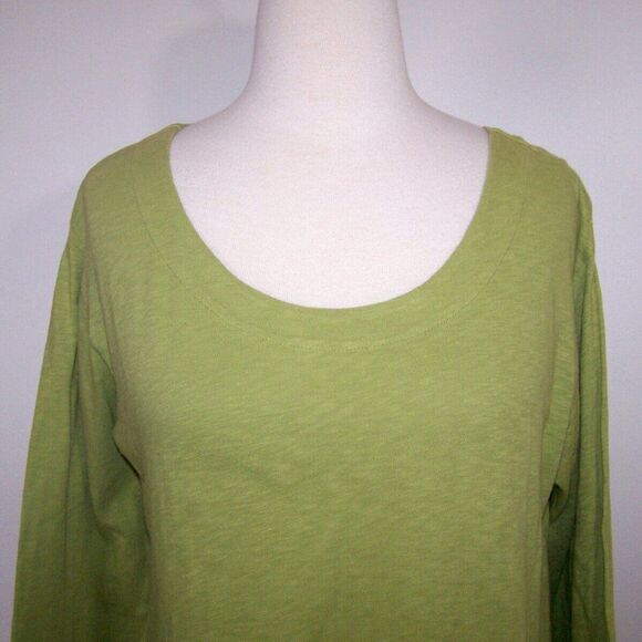 Habitat Shirt Top Small Green 3/4 Sleeves Scoop Neck 100% Cotton Womens Casual - Picture 3 of 9